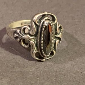 Silver and Black Zirconia Fancy Cocktail Ring